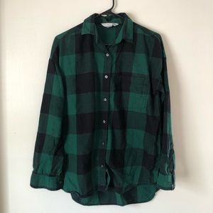 Old Navy Green and Black Flannel Size M